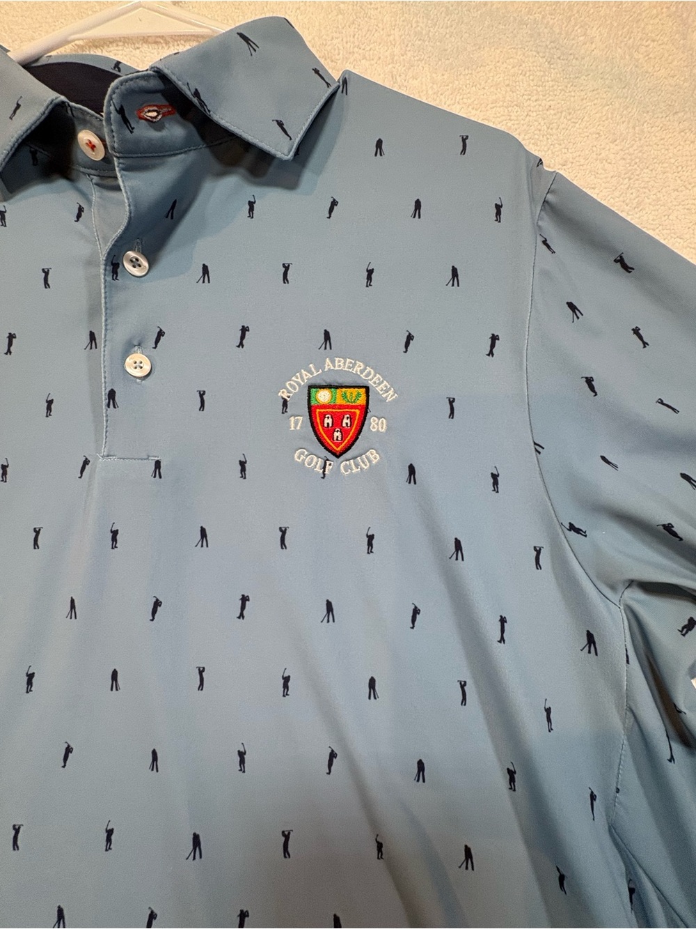 KJUS Royal Aberdeen Golf Club Men’s Golfer Polo All-Over Print Size 52/L
